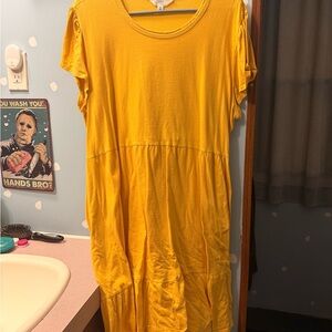 Time and Tru Yellow Midi Dress